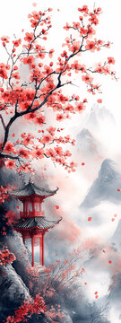 櫻花水彩形狀