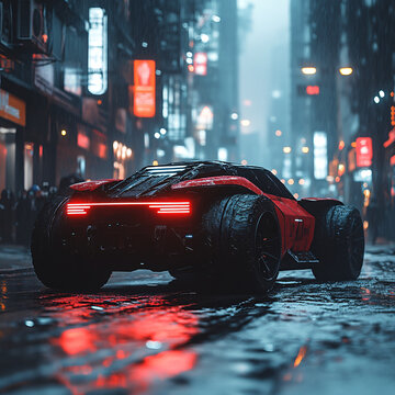 賽博朋克背景皮卡車