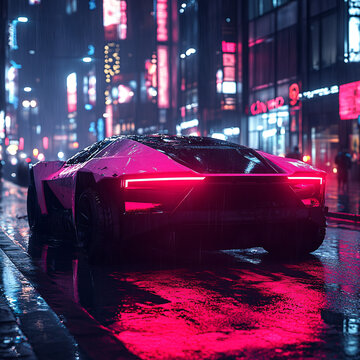 賽博朋克背景皮卡車