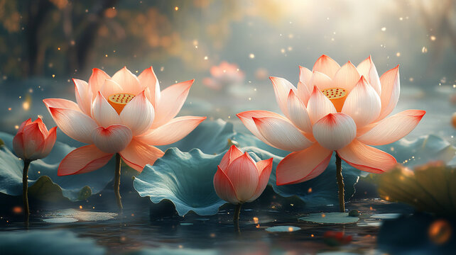 蓮花側影圖