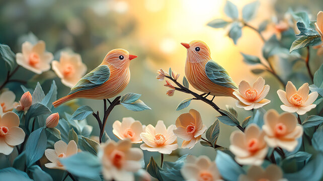 春季花鳥紙藝