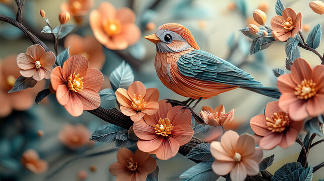 春季花鳥紙藝