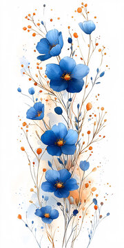藍(lán)色花卉水彩框