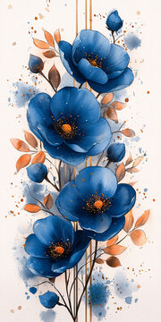藍(lán)色花卉水彩框