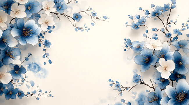 青花瓷花卉邊框