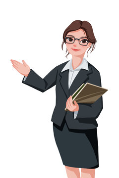 教師形象扁平插畫素材年輕女性教師職業(yè)
