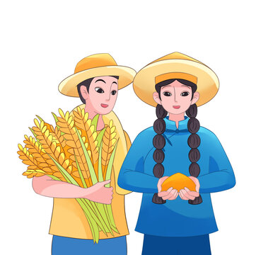 兩個農(nóng)民人物插畫素材
