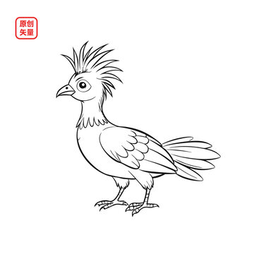 矢量插圖動物簡約線條麝雉