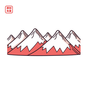 矢量插圖簡約自然群山