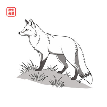 矢量插圖動物簡約小狐貍