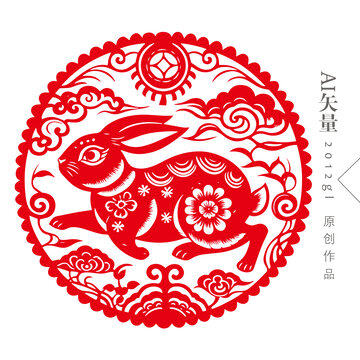 生肖兔剪紙
