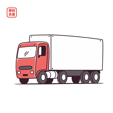 矢量插圖車輛簡約貨運卡車