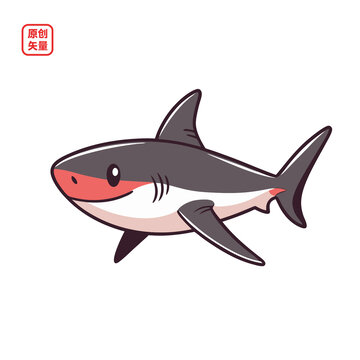 矢量插圖動物海洋生物卡通鯊魚