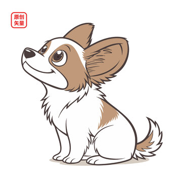 矢量插圖動物簡約蹲坐小狗