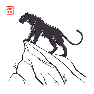 矢量插圖動物簡約黑豹獵豹