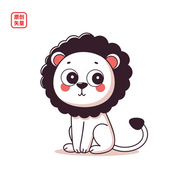 矢量插圖動(dòng)物簡(jiǎn)約卡通獅子