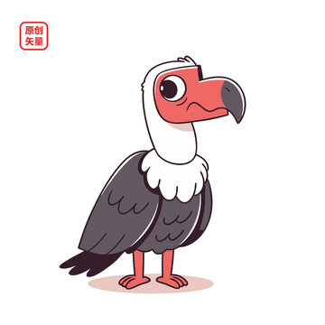 矢量插圖動物簡約卡通禿鷲