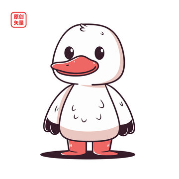 矢量插圖動物簡約卡通小鴨子