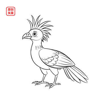 矢量插圖動物簡約線條麝雉