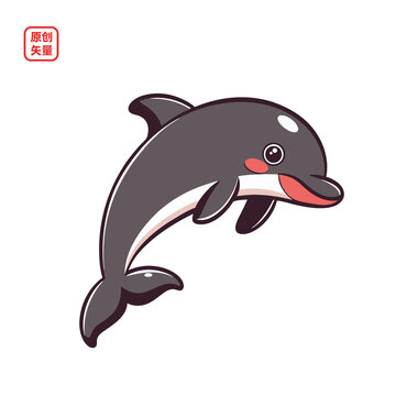 矢量插圖動物卡通海豚