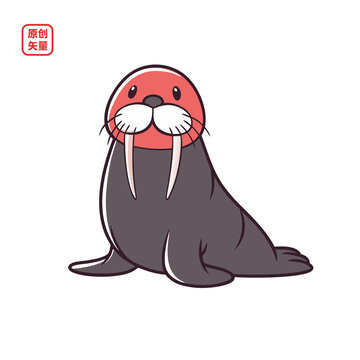 矢量插圖動物卡通海象