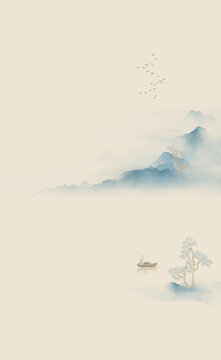 極簡(jiǎn)水墨風(fēng)山水圖