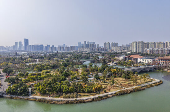 溫州三垟濕地公園全景航拍