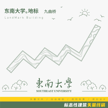 東南大學(xué)九龍湖校區(qū)九曲橋線稿