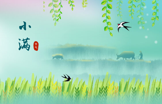 二十四節(jié)氣小滿夏季節(jié)氣海報