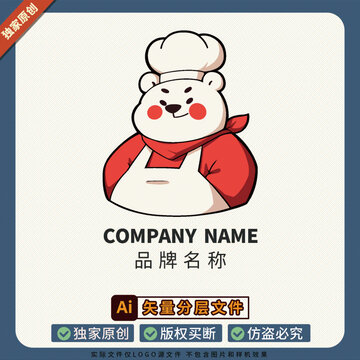 LOGO標志餐飲冰箱貼小熊美食T恤圖案