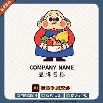 水果店美食LOGO標(biāo)志美食老奶奶圖案