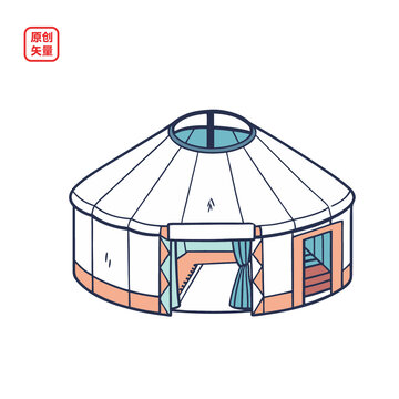 矢量插圖建筑民族蒙古包