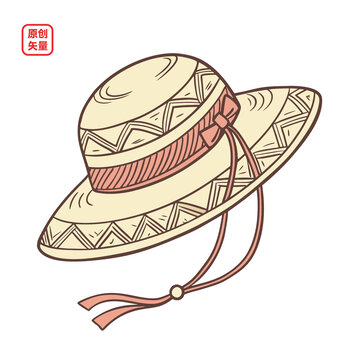 矢量插圖帽子簡約草帽