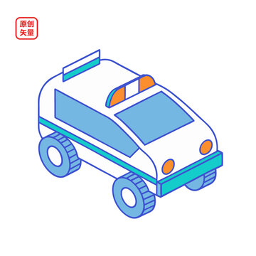 矢量插圖汽車簡約線條警車