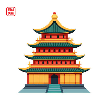 矢量插圖建筑傳統(tǒng)文化古建筑塔樓