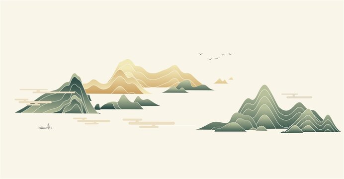 手繪山水圖