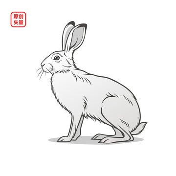 矢量插圖動物線條兔子
