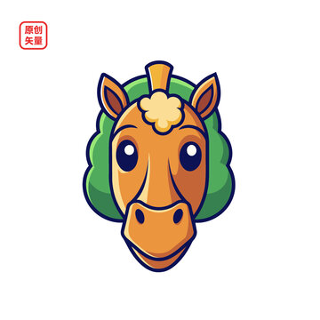 矢量插圖動(dòng)物卡通馬頭像