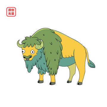 矢量插圖動(dòng)物美洲野牛