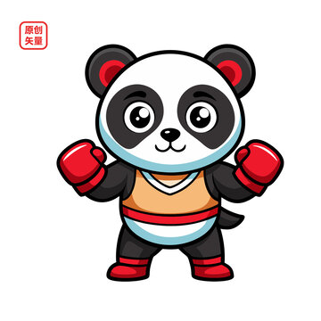 矢量插圖動物拳擊手熊貓