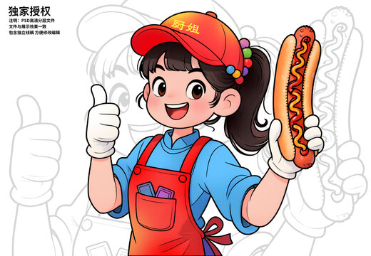 卡通烤腸女孩