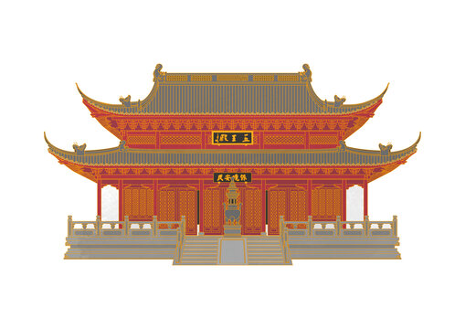 杭州錢王祠建筑矢量插畫