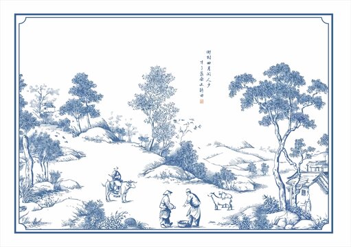 古代鄉(xiāng)村山野插圖