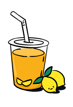 檸檬飲料插畫元素