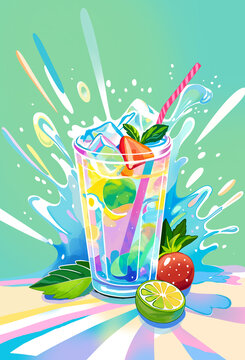 冰鎮(zhèn)飲料手繪插畫素材