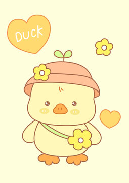 可愛卡通小黃鴨插畫