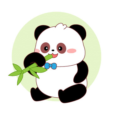 吃竹子的卡通熊貓