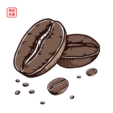 矢量插圖簡(jiǎn)約咖啡豆