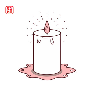 矢量插圖簡(jiǎn)約燃燒照明蠟燭