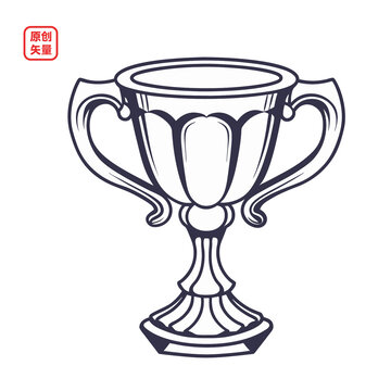 矢量插圖簡(jiǎn)約線條勝利獎(jiǎng)杯